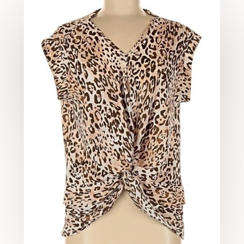 Current air size XS women’s leopard print sleeveless front knot blouse